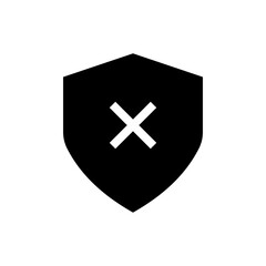 Wall Mural - Shield check mark icon or security ban shield protection icon with cross symbol, reject, false, wrong, stop icons