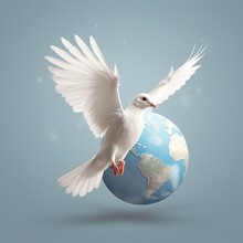 White Bird Symbolizing Peace On International Day Of Peace. Generative AI
