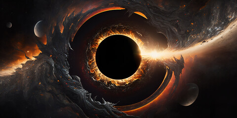 surrealism of black hole (created with generative AI)