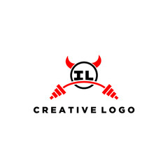 IL initial monogram for fitnes or gym logo with devil style design