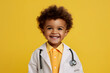 © ink drop - Studio portrait of a child wearing a doctor uniform with stethoscope. Generative ai