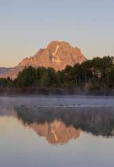 Poster - Scenic Autumn Reflection Landscape in the Tetons at Sunrise