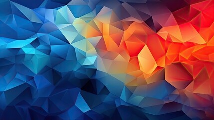 Sticker - Abstract polygonal background with low-poly 3D shapes, generative ai