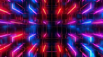 Sticker - Futuristic, abstract grid pattern with neon colors, generative ai