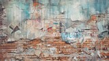 Fototapeta Młodzieżowe - Grunge brick wall with layers of torn street posters, generative ai