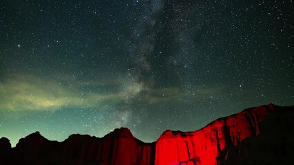 Wall Mural - Milky Way Galaxy in Summer Southwest Sky 24mm Campfire Red Rock Canyon Pan R Mojave Desert California USA