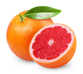 Wall Mural - grapefruit isolated. ripe grapefruit and half of the fruit on a transparent background.