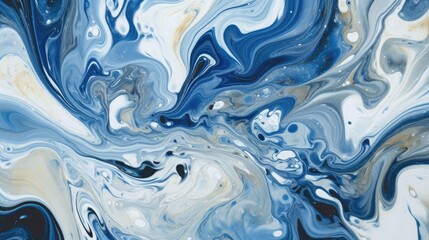 Sticker - Swirling, marble-like pattern with shades of blue and white, generative ai