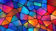 Vibrant Stained Glass Window Pattern With Geometric Shapes, Generative Ai