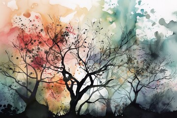 Wall Mural - a picture of a tree that has many leaves to illustrate it Generative AI