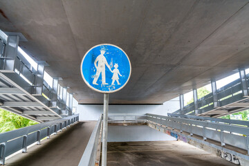 Wall Mural - Pedestrian zone sign on the city bridge