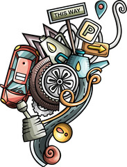 Wall Mural - Automotive detailed cartoon illustration