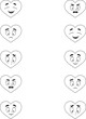 Saint Valentine day black and white matching activity for children. Outline hearts with faces showing emotions. Educational game, printable worksheet for kids .