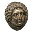 antike griechische Münze aus Silber: Kopf des Helios, rhodische Tetradrachme