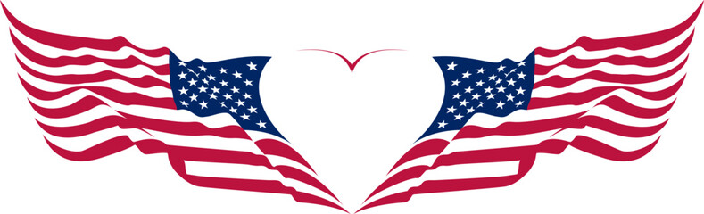 Wall Mural - crossed star-striped flags of the united states of america forming a heart