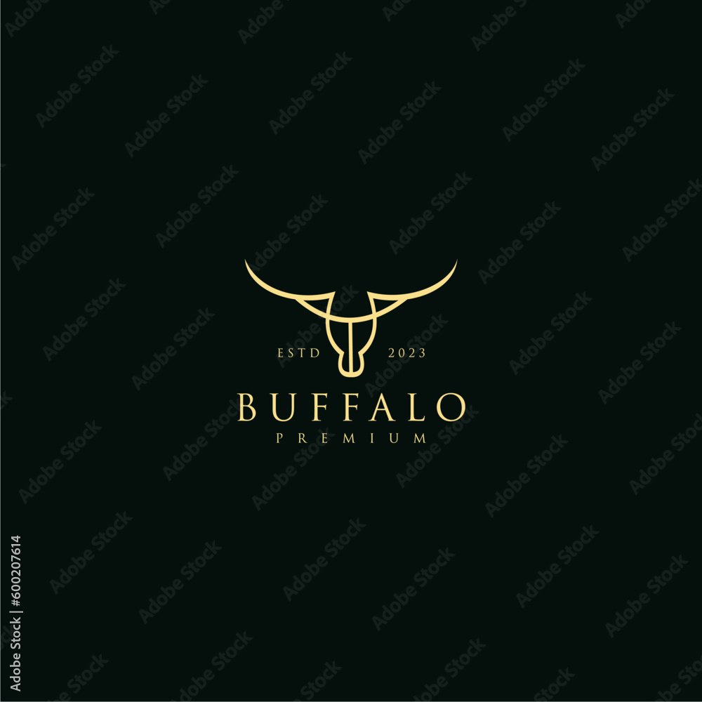 Line art buffalo head illustration luxury logo design Stock Vector ...