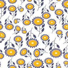 Daisy flower vector pattern Illusration floral background