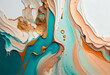 Abstract oil painting in colors aquamarine and light brown on canvas. AI Generated