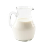 glass jug of milk isolated on a transparent background, generative ai