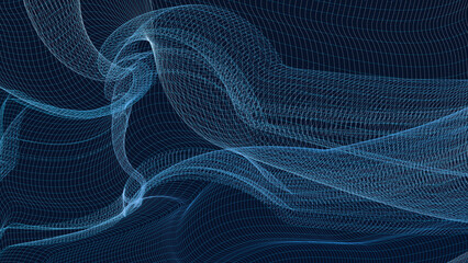 Wall Mural - abstract technology background. wavy background with dots