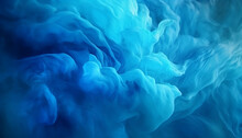 Blue Mist Texture. Paint Water Mix. Mysterious Water Falls. Azure And Aqua Glowing Fog Water Wave Abstract Art Background With Free Space. Made With Generative AI