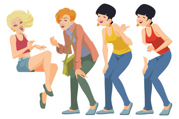 Wall Mural - Set of cheerful laughing girls. Illustration for internet and mobile website.