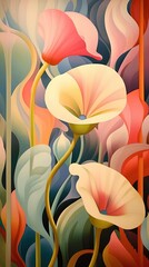 Wall Mural - Stunning Flower Art minimalist illustration made with Generative AI