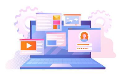 Wall Mural - concept of seo. searching engine optimization, promotion of pages and sites on internet. evaluation 