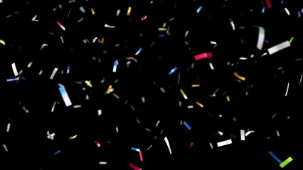 Wall Mural - Confetti explosion. Colorful falling festive particles, stripes. Transparency is embedded in video. ProRes 4444