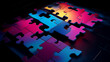 Jigsaw techno multicolored puzzle with missing pieces