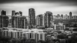 Fototapeta Miasta - Monochrome urban panorama AI generated