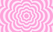 Groovy Psychedelic Pattern In Y2k Style. Repeating Pink Flowers Background In Trendy Retro 2000s Design. Cute Vector Illustration In Pastel Colors.