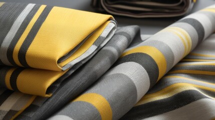 Wall Mural - A bold striped pattern in shades of yellow and gray AI generated