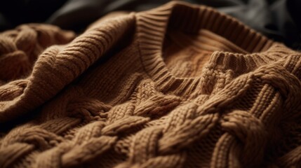 Wall Mural - A close up of a chunky cable knit sweater AI generated