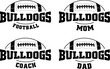 Football - Bulldogs is a sports team design that includes text with the team name and a football graphic. Great for Bulldogs t-shirts, mugs, advertising and promotions for teams or schools.