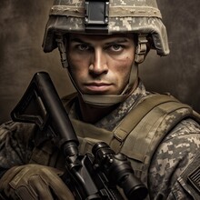 The Face Of War, A Soldier In Uniform, An Ai Character
