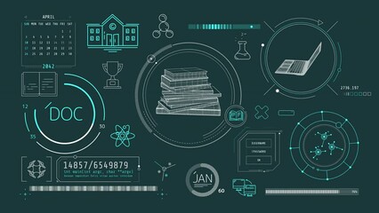 Canvas Print - animated infographics on the theme of learning and education.