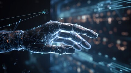 Wall Mural - human hand, big data of Global network connection background generative ai