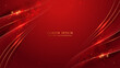 © CoolFinger101 - Golden lines with curve light, sparkle glowing effect and bokeh elements. Red luxury background style vector design