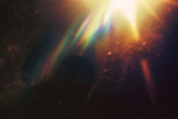 Wall Mural - film dust light leaks overlay: vintage style lens flares, dusty coloured effects for artistic photo 