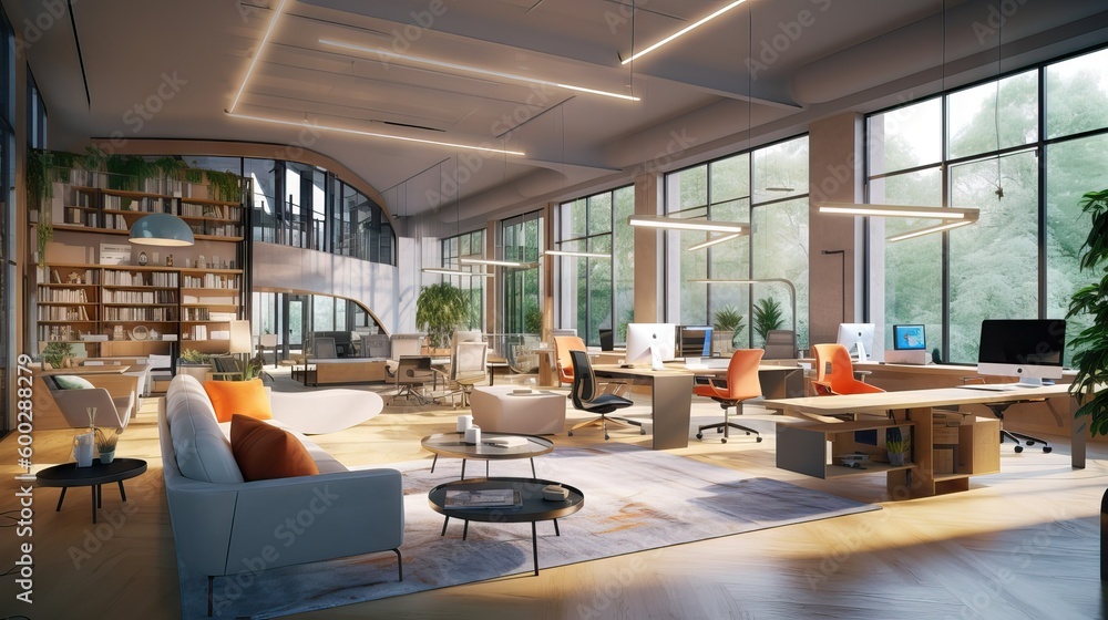 Modern office with comfortable, collaborative spaces designed for ...