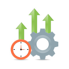 Productivity icon vector. gear, clock, arrow icon.