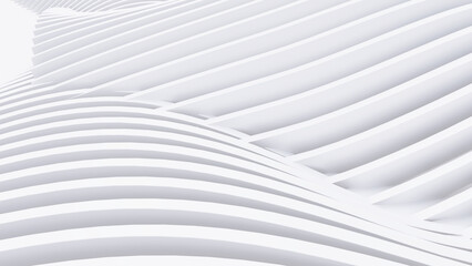  Abstract Curved Shapes. White Circular Background.