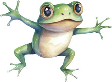 Cute Frog Watercolor Illustration. Generative AI