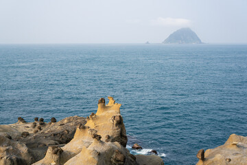 Sticker - Heping Island Park coastal rock formation and seascape in Keelung, Taiwan