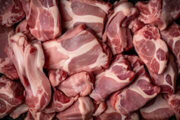 Canvas Print - raw meat display on a wooden table Generative AI