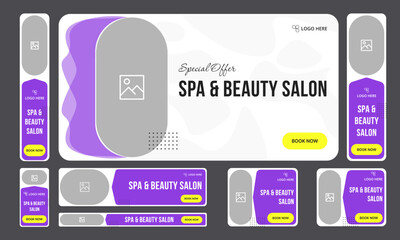 Wall Mural - Beauty salon set of web banner template design for social media posts, editable vector eps 10 file format