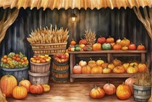 Colorful Pumpkins And Gourds Arranged For A Fall Harvest Display Generative AI