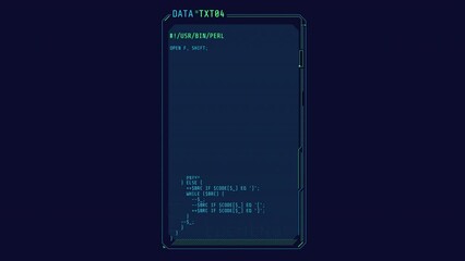 Canvas Print - vertical hud interface window with coding elements.