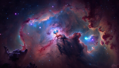 Wall Mural - Beautiful nebula in deep space made with generative ai